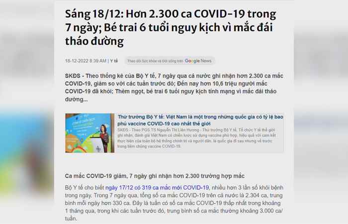  Bản tin chung tay phòng, chống dịch COVD-19 (19-12-2022)