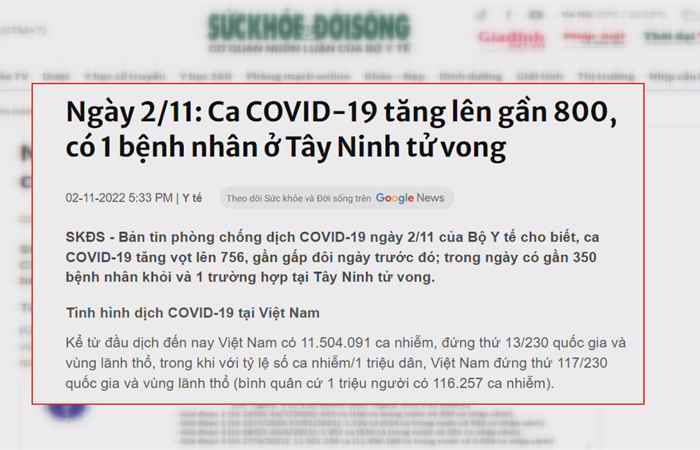 Bản tin chung tay phòng, chống dịch COVID-19 (03-11-2022)