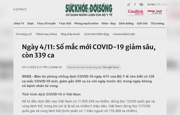  Bản tin chung tay phòng, chống dịch COVID-19 (05-11-2022)
