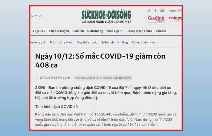 Bản tin chung tay phòng, chống dịch COVID-19 (11-12-2022)