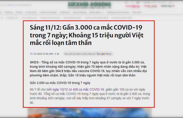 Bản tin chung tay phòng, chống dịch COVID-19 (12-12-2022)