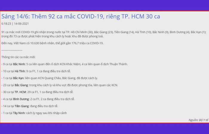 Bản tin chung tay phòng, chống dịch Covid - 19 (14-06-2021)