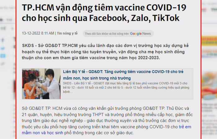 Bản tin chung tay phòng, chống dịch COVID-19 (14-12-2022)