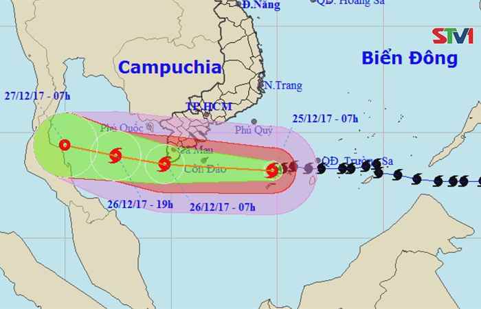 Cập nhật tình hình "BÃO SỐ 16 (TEMBIN) TRÊN QUẦN ĐẢO TRƯỜNG SA" vào lúc 9h24 ngày 25-12-2017