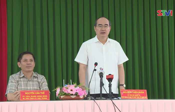 Chủ tịch Ủy ban Trung ương Mặt trận Tổ quốc Việt Nam làm việc tại Sóc Trăng.