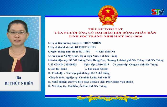 Chương trình hành động của ứng cử viên đại biểu HĐND tỉnh Sóc Trăng nhiệm kỳ 2021-2026 đơn vị số 03 - Huyện Thạnh Trị (Kỳ 2)