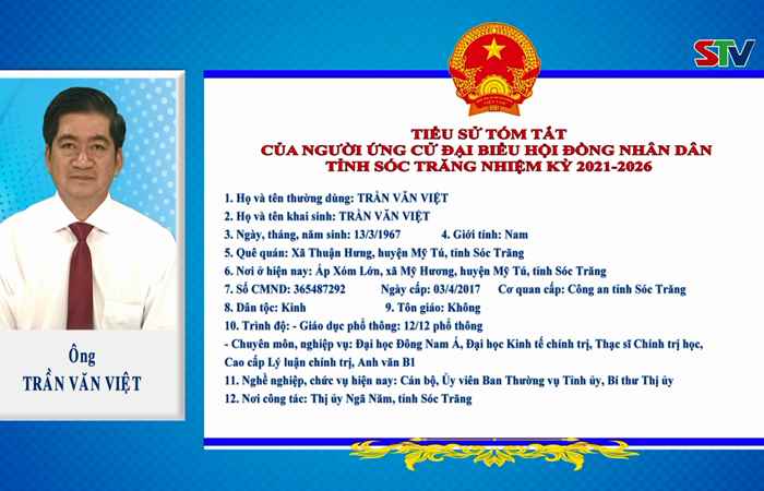 Chương trình hành động của ứng cử viên đại biểu HĐND tỉnh Sóc Trăng nhiệm kỳ 2021-2026 đơn vị số 04 - Thị xã Ngã Năm (Kỳ 2)