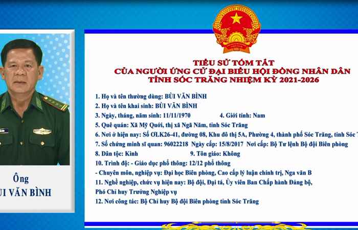 Chương trình hành động của ứng cử viên đại biểu HĐND tỉnh Sóc Trăng nhiệm kỳ 2021-2026 đơn vị số 10 - Huyện Trần Đề (Kỳ 1)