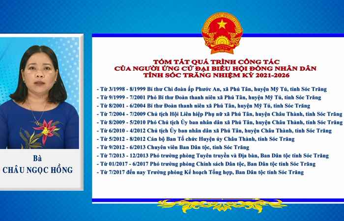 Chương trình hành động của ứng cử viên đại biểu HĐND tỉnh Sóc Trăng nhiệm kỳ 2021-2026 đơn vị số 10 - Huyện Trần Đề (Kỳ 2)