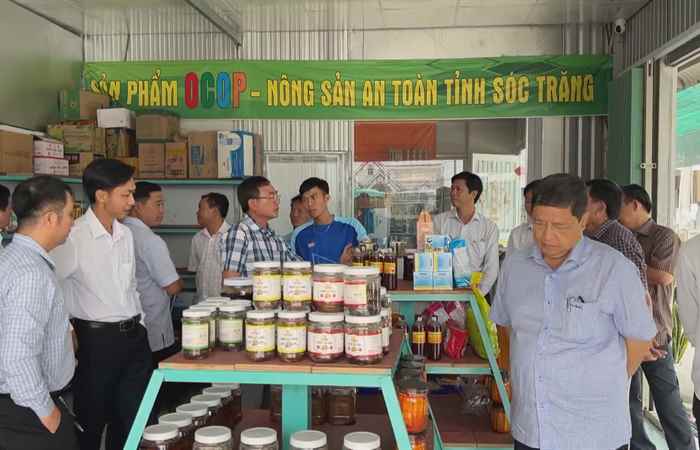 Đoàn cán bộ lãnh đạo huyện Ngọc Hiển, tỉnh Cà Mau đến tham quan các mô hình sản xuất hiệu quả của huyện Mỹ Tú