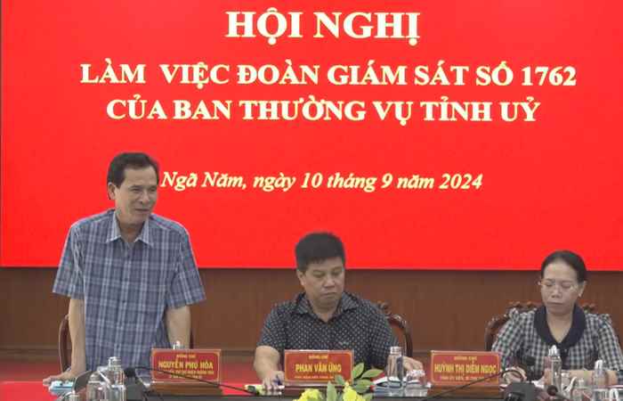 Đoàn giám sát của Ban Thường vụ Tỉnh ủy làm việc tại thị ủy Ngã Năm