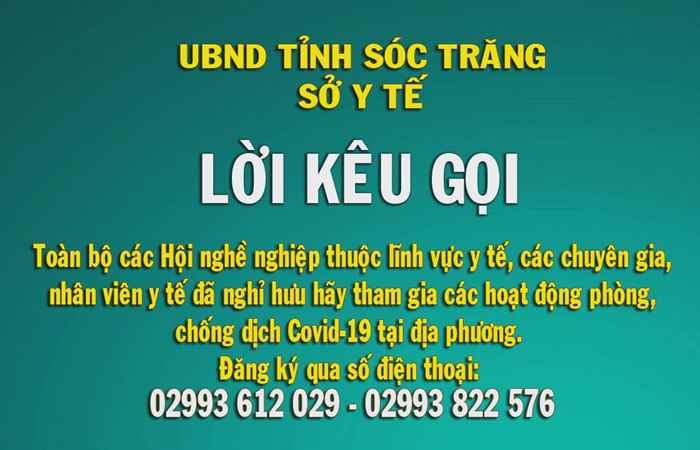 Lời kêu gọi Toàn bộ các Hội nghề nghiệp thuộc lĩnh vực y tế, các chuyên gia, nhân viên y tế đã nghỉ hưu hãy tham gia các hoạt động phòng, chống dịch COVID-19 tại địa phương