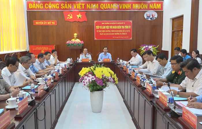 Mỹ Tú: Đoàn kiểm tra của Tỉnh ủy Sóc Trăng làm việc với Ban Thường vụ Huyện ủy  