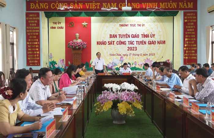 Vĩnh Châu: Bí thư Thị uỷ tiếp và làm việc với Đoàn khảo sát Ban Tuyên giáo Tỉnh ủy Sóc Trăng 