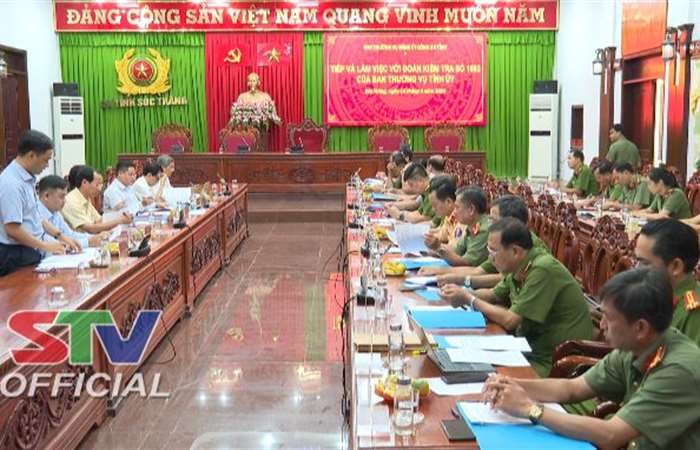 Đoàn kiểm tra của Ban Thường vụ Tỉnh ủy Sóc Trăng làm việc với Ban Thường vụ Đảng ủy Công an tỉnh 