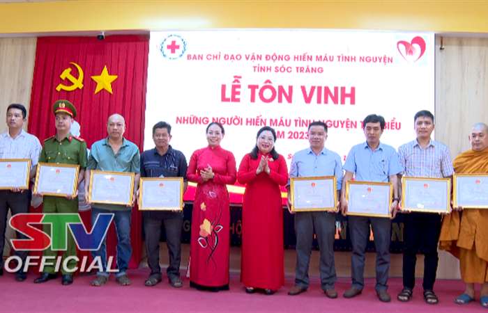 Sóc Trăng tôn vinh 158 người hiến máu tình nguyện tiêu biểu năm 2023
