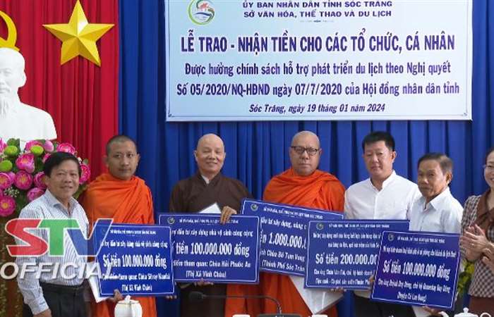 Sóc Trăng: Trao - nhận tiền hỗ trợ cho các doanh nghiệp, tổ chức, cá nhân phát triển du lịch trên địa bàn 