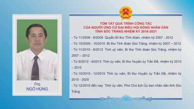 Tiểu sử tóm tắt & chương trình hành động của những người ứng cử đại biểu HĐND tỉnh nhiệm kỳ 2016-2021 ở đơn vị bầu cử số 2 