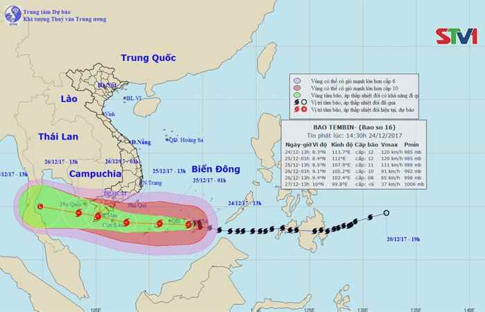 TIN BÃO KHẨN CẤP ( CƠN BÃO SỐ 16 ) Lúc 14h40 - 24/12/2017