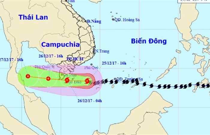 Tin bão khẩn cấp ( Cơn bão số 16 ) lúc 20h - 25/12/2017