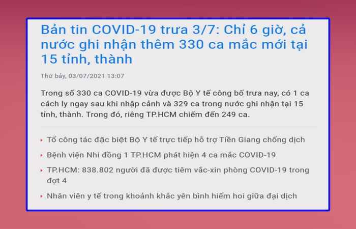Tin mới nhận (cập nhật covid-19 mới nhất chiều 03-07-2021)