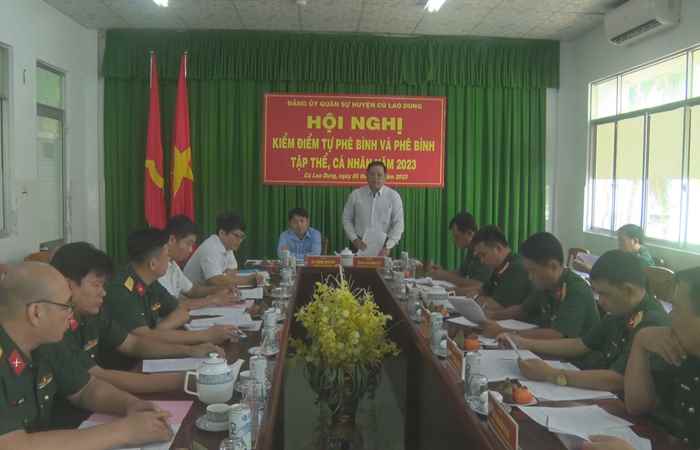 Cù Lao Dung: Đảng ủy Quân sự Hội nghị kiểm điểm tập thể và cá nhân năm 2023