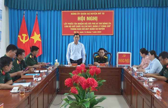 Huyện Mỹ Tú: Đảng ủy Quân sự lấy phiếu tín nhiệm đối với cán bộ giữ chức chỉ huy, quản lí cùng cấp