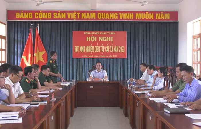  Châu Thành: Ban CHQS tổ chức cuộc họp rút kinh nghiệm công tác Diễn tập cấp xã năm 2023