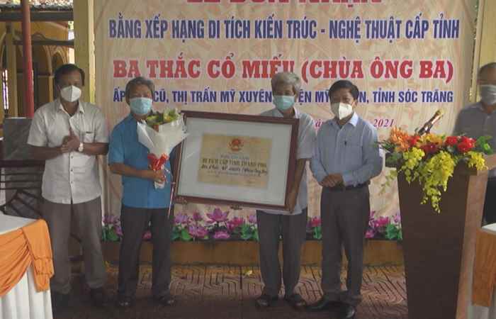 Mỹ Xuyên đón nhận Bằng xếp hạng Di tích Kiến trúc - Nghệ thuật cấp tỉnh Ba Thắc Cổ Miếu (Chùa Ông Ba)