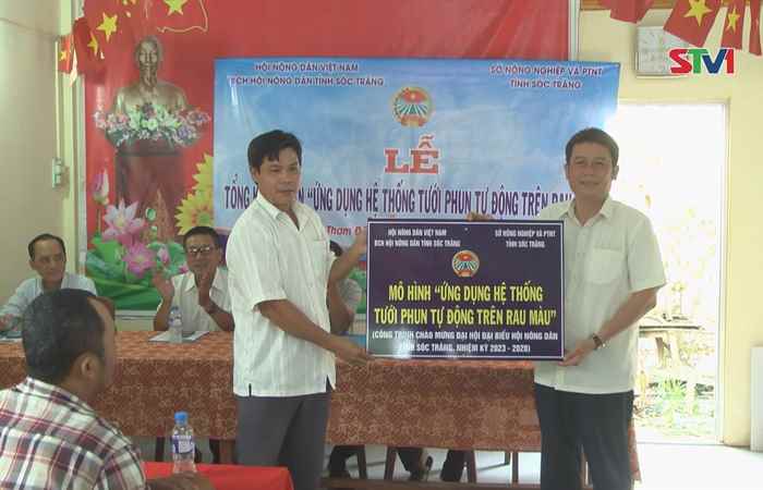 Tổng kết mô hình "Ứng dụng hệ thống tưới phun tự động trên rau màu"