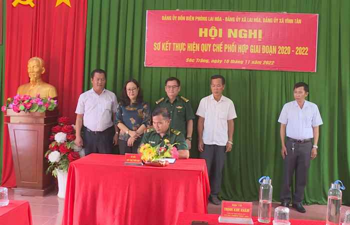 Sơ kết Quy chế phối hợp giữa Đồn Biên phòng Lai Hòa với xã Lai Hòa, xã Vĩnh Tân, thị xã Vĩnh Châu 
